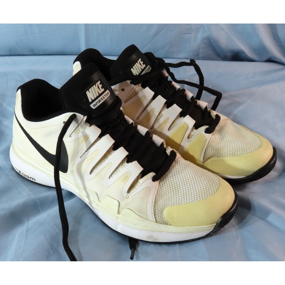 NIKE VAPOR 9.5 TOUR Sneakers White/Black 631458-101 Federer 2015 Men's 7.5 GUC